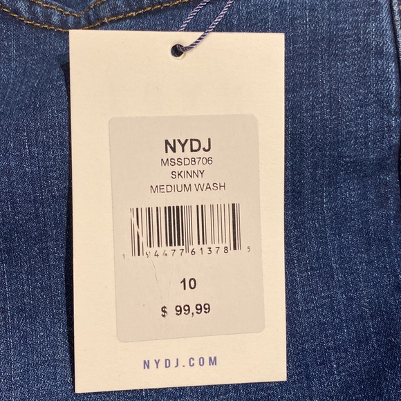 NYDJ SZ 10 Medium Wash Blue Skinny Denim Jeans New D31 - Picture 11 of 16